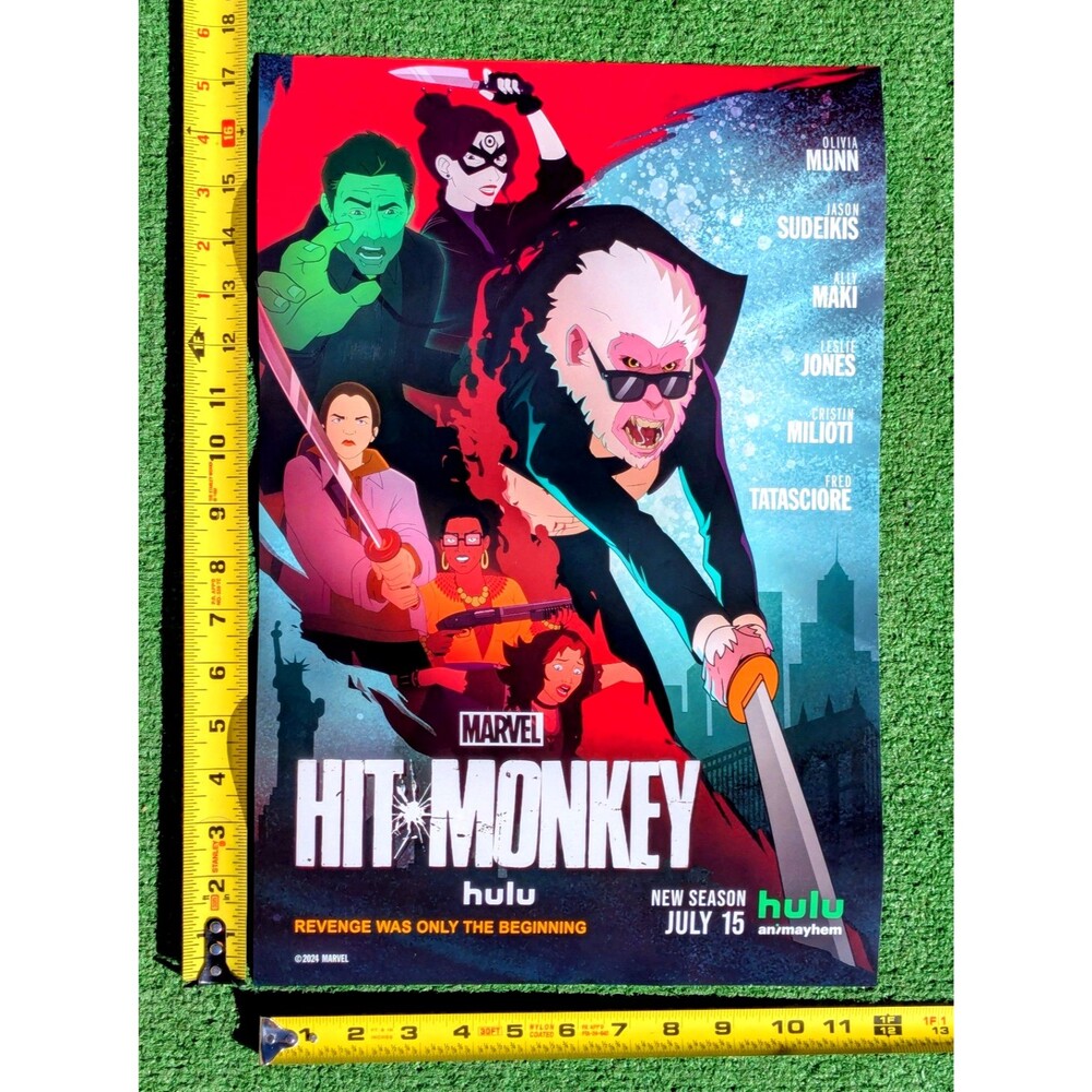 Hit Monkey Marvel 12"x18" Original Promo TV Poster SDCC 2024 Hulu Animayhem New